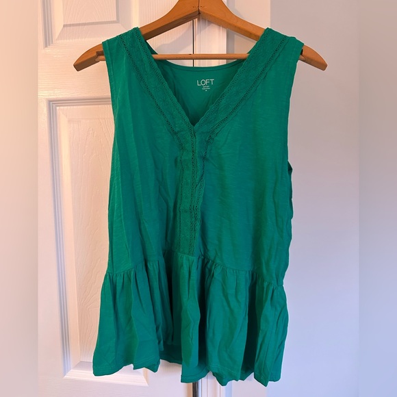 Loft green tank blouse, size medium - Picture 1 of 4